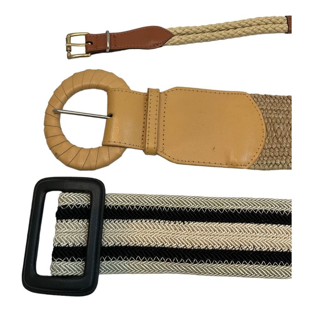 Bundle 3 Women Belt,Fashion Straw Woven Elastic Stretch Waist Band Leather Sz S. - Picture 5 of 11
